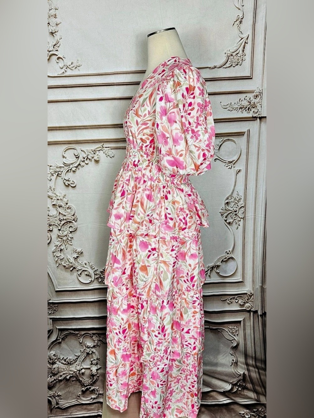 Floral Maxi Dress in Pink & White Size XL - Picture 3 of 15
